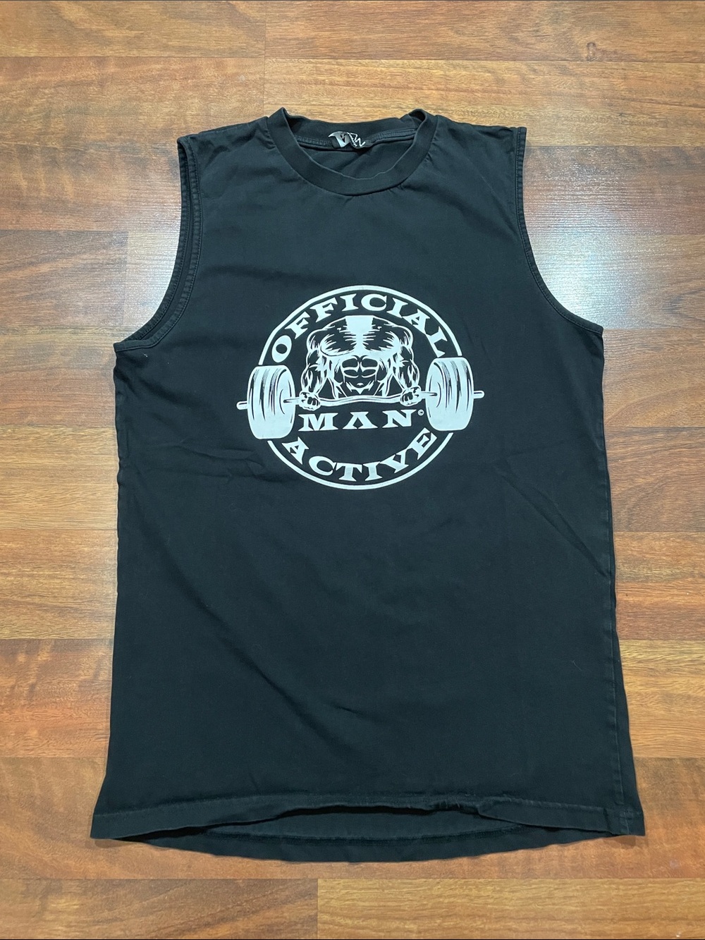 Boohoo Mens Black Sleeveless 'Official Man Active' Graphic Tank